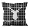 Merry Christmas Decoration Pillow Pillowcase Black White Plaid Cushion Cover Home Sofa Chair Short Plush Material