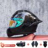 Full Face Motorcycle Helmet With External Bluetooth Module Men Women Large Rear Wing Sport Style DOT Approved
