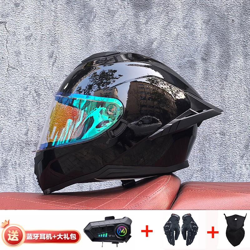 Full Face Motorcycle Helmet With External Bluetooth Module Men Women Large Rear Wing Sport Style DOT Approved