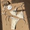 Lace Up Bikini Suit Ruffled Halter Neck Sling Swimsuit Fashion Swimwear Set  Swimming Pool