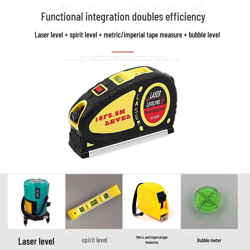 Kompakte Multifunktions-Laserwasserwaage mit Maßband