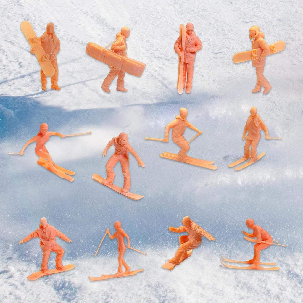 DIY Miniatures Garden Decoration Skiing Figures Resin Doll Model for Desk