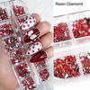 12 Grid Nails Art Rhinestone Kinds of Shapes Stones Resin Glitter 3Dgems DIY Manicure Decoration Nail Supplies for Professionals
