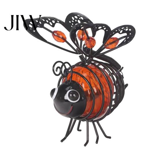 Automated Dusk to Dawn Lighting Solar Bee Garden Light, Outdoor Solar-Powered Metal Lantern, Waterproof Colorful Landscape Lamps Hanging Light