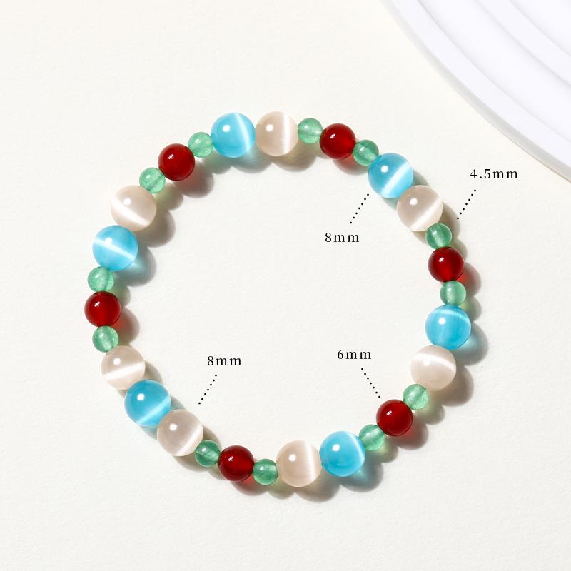 Aquamarine & White Crystal Beaded Bracelet: Fairy Summer Style for Girls, Sweet & Simple Fashion Hand Jewelry with a High-End Feel