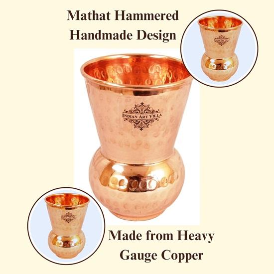 Sett med 6 Kobber Mattha Glass Tumbler, Hammerdesign, Drikkeglass, 300 ML Hver