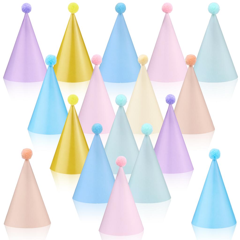Pastel Birthday Party Hats For Kids Glitter Powder Rainbow Cone Kids Hats Pastel Rainbow Themed Paper Ha-Ts