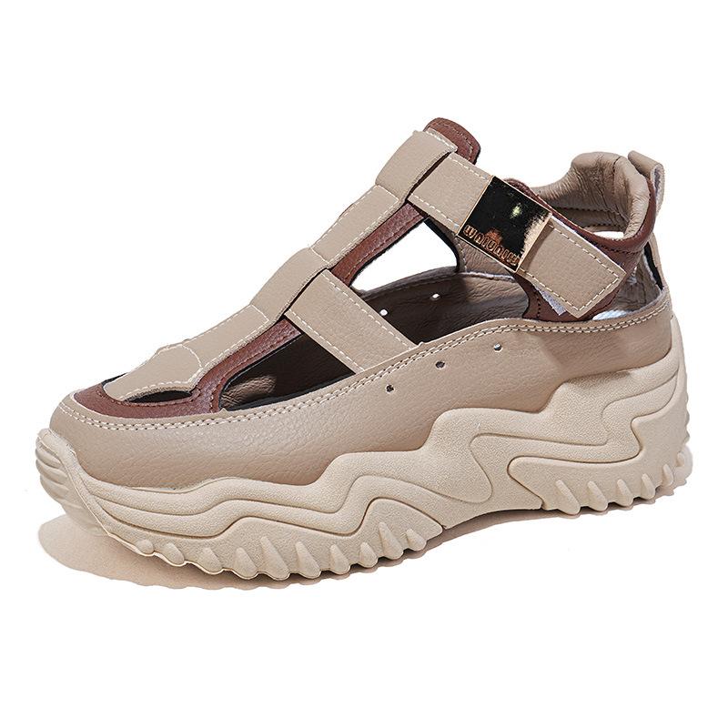 Sandals 2025 new summer versatile hollow sports leisure thick sole heightening explosion hole Roman sandals dad shoes