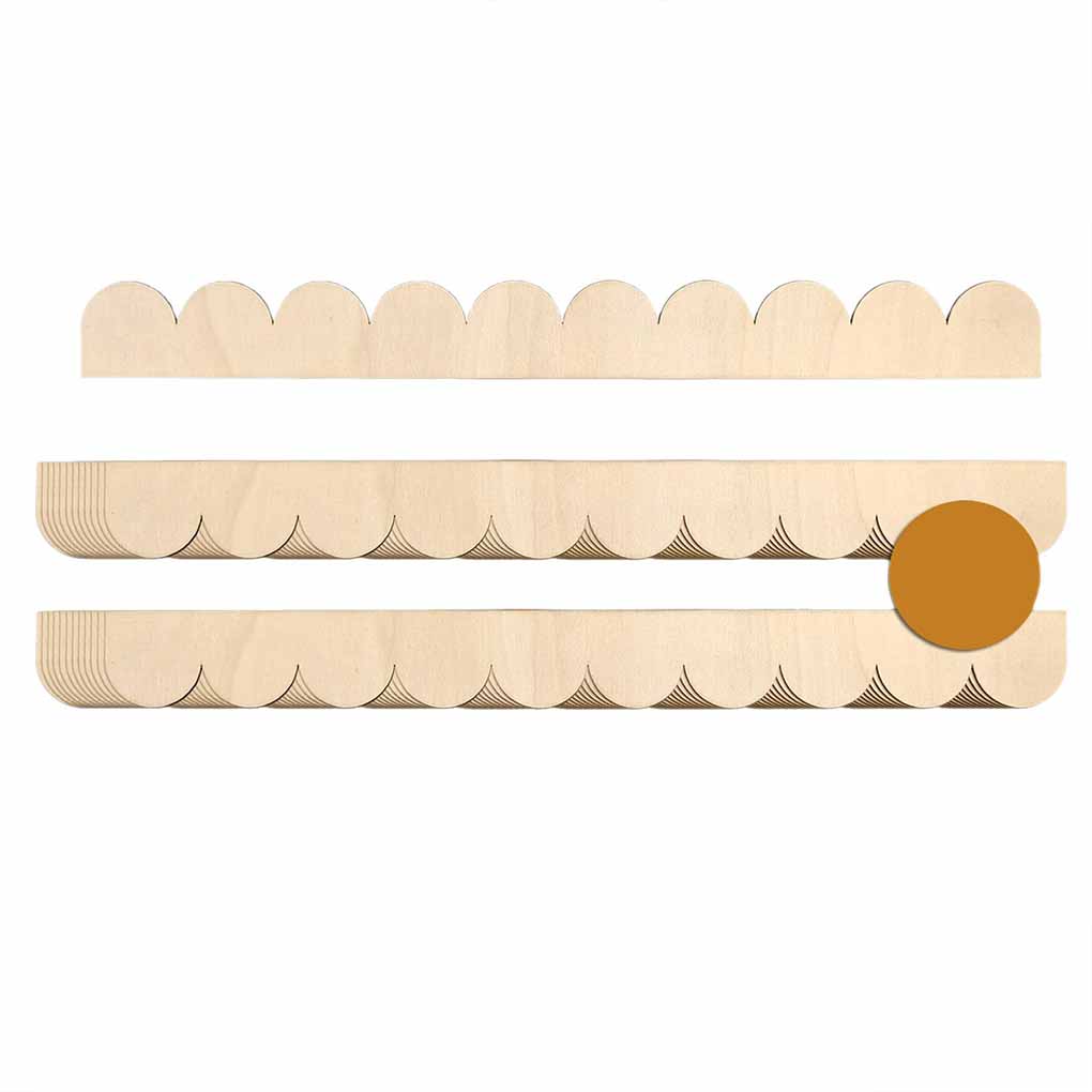 Scalloped Unfinished Decorative Edge Wooden Strips Moulding For DIY Crafts Moulding Trim Border Trim