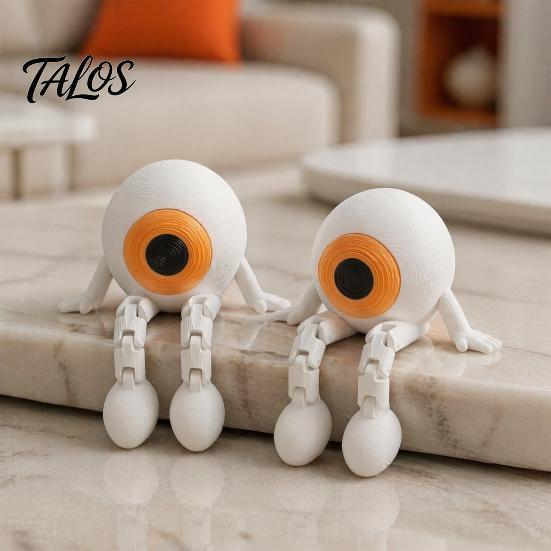 Office Table Ornament Articulated Eye Fidget Toy, 3D Printed Halloween Eyeball Figurine with Movable Joints, Whimsical Home Flexible Spooky