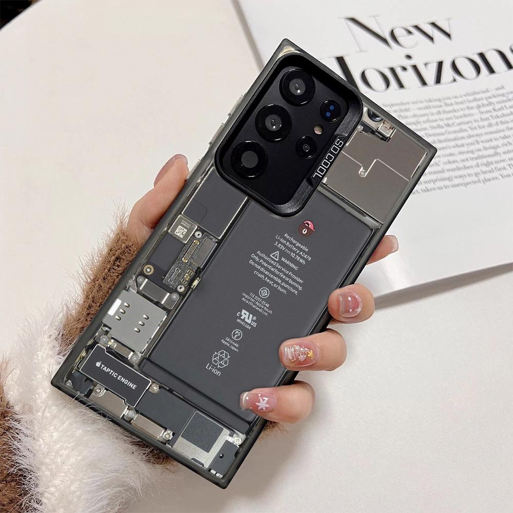 

Tech-Inspired Internal Circuit Phone Case For Samsung Note 20 S20 S21 S22 S23 S24 S25 Ultra Matte TPU Fashion Protective Cover Galaxy S25 Ultra чорний