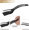 2-in-1 Silicone Shovel & Tweezers Tongs - Black Egg Flipper Pancake Spatula for Kitchen