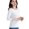 Women's Black Slim Fit Long Sleeve Thermal Top - Plush, Thickened for Warmth, Autumn/Winter 2025.