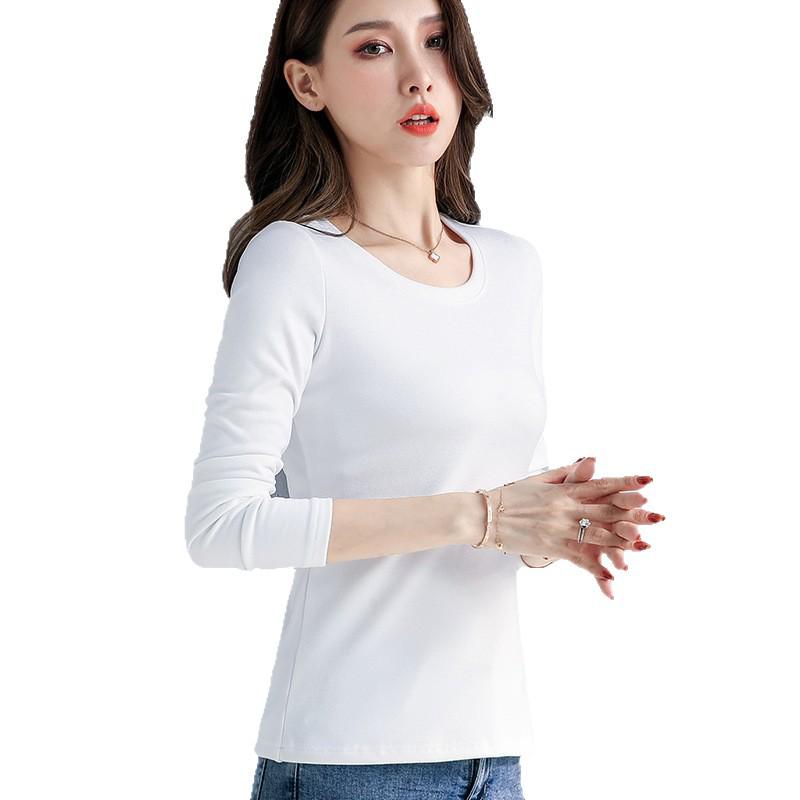 Women's Black Slim Fit Long Sleeve Thermal Top - Plush, Thickened for Warmth, Autumn/Winter 2025.