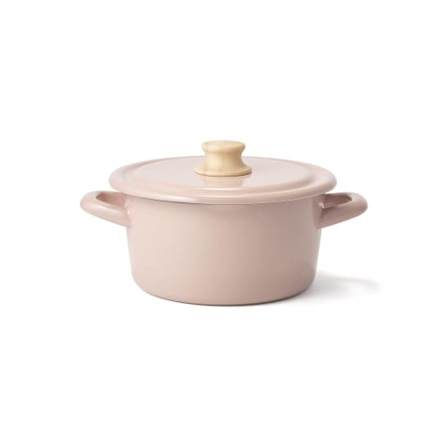 Fuji Enamel Casserole Pot, 18cm, Ash Pink, Induction Compatible, Cotton Series, CTN-18W.AP