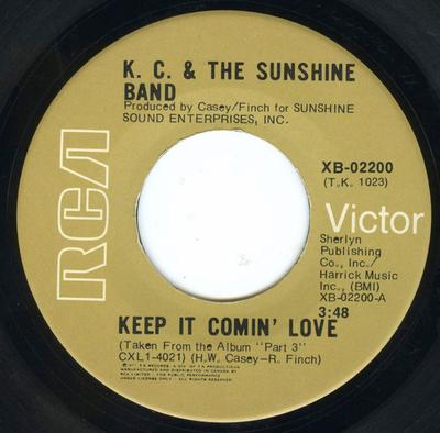 7inch Record K.C. & THE SUNSHINE BAND - Keep It Comin' Love XB02200 RCA Victor 1977 Canada Soul/Funk Used