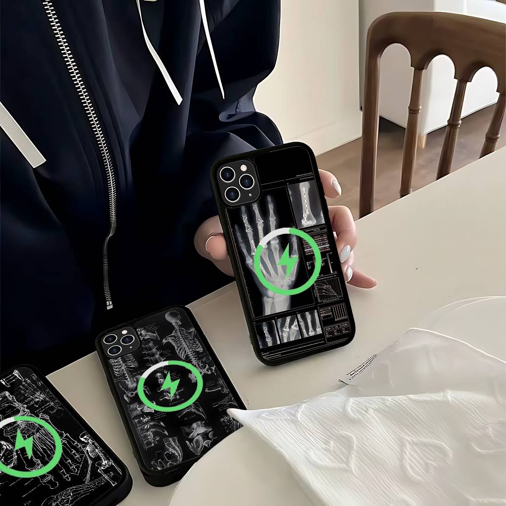 Radiological Human Organs Skeleton For Magsafe Magnetic Case For IPhone 17 Air 16 15 14 13 12 11 Pro Max Plus Wireless Charging