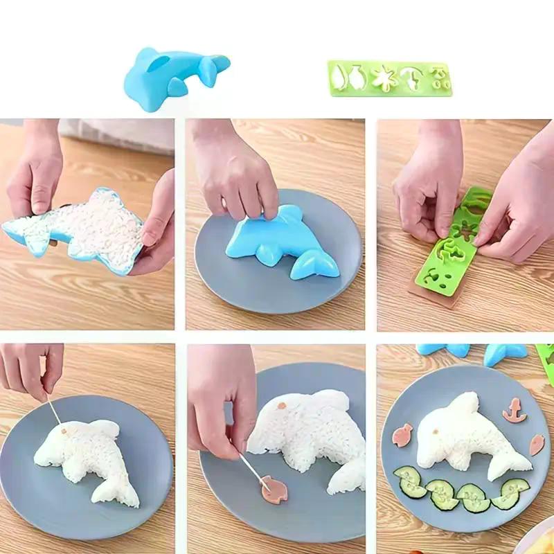 4-Piece Bunny And Dolphin Rice And Vegetable Roll Molds, Kitchen DIY Bento Rice And Vegetable Roll Sushi Molds