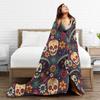 Sugar Skull Floral Blankets Day of the Dead Halloween Flannel Funny Soft Throw Blankets for Bedspread Decoration