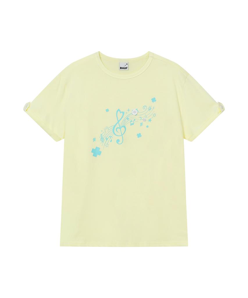 BAUF Roll-Up Melody Oversized T-Shirt [Lemon]