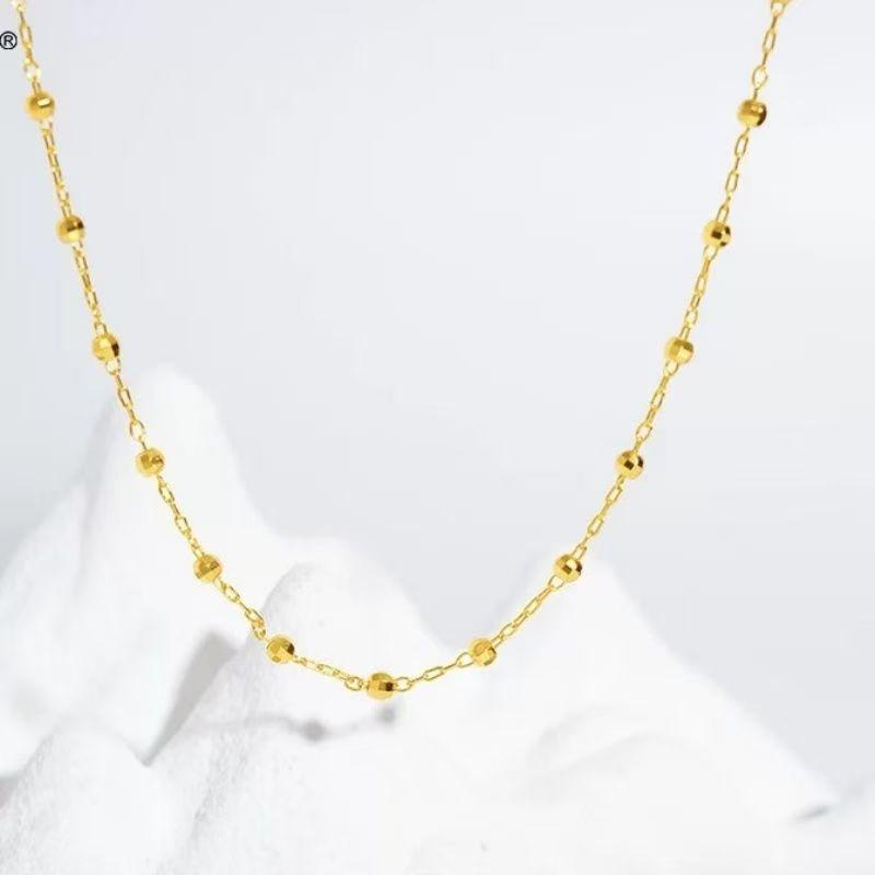 Gold-Plated Disco Bead Necklace: Stylish, Luxurious Gift for Her