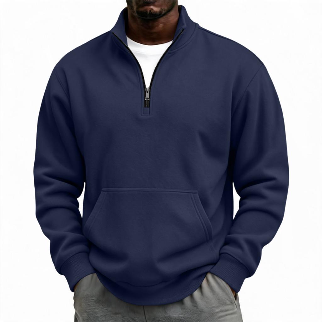 Men's Casual Half-Zip Sweatshirt with Stand Collar, Relaxed Fit
