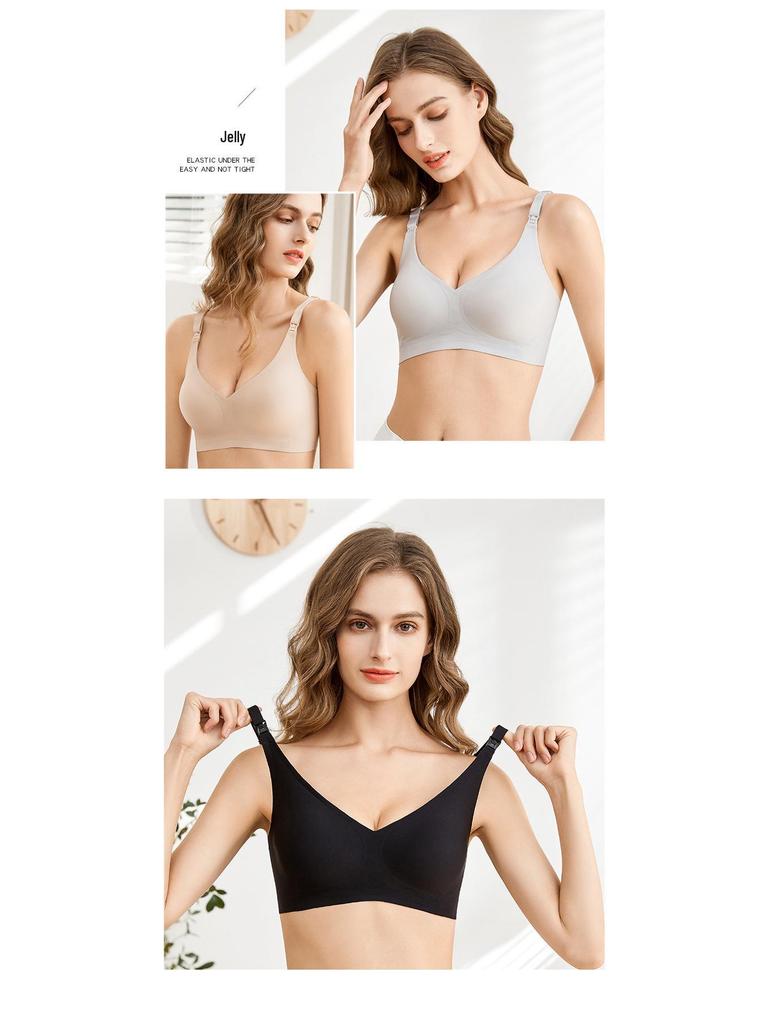 Plus Size Seamless Nursing Bra for Pregnant Women - Adjustable, Wireless, Front-Opening, High-Elastic Gel Support