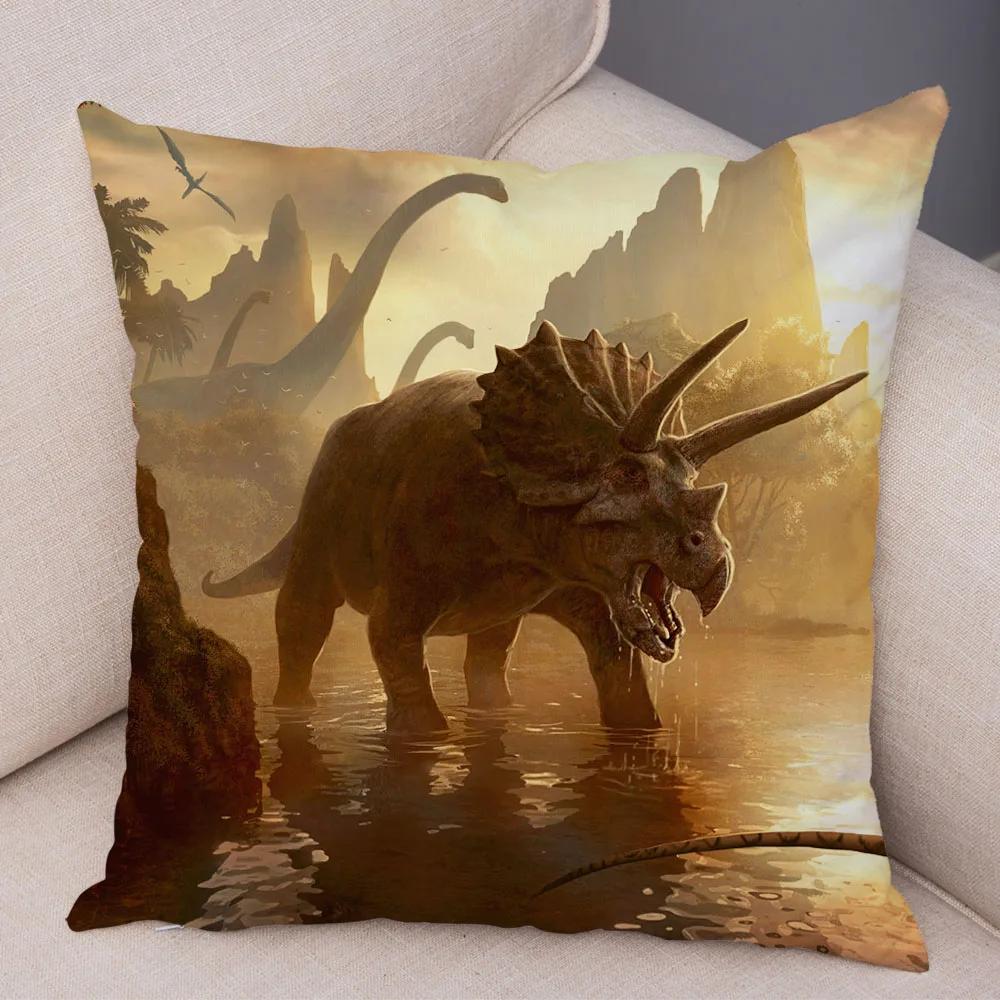 Car Sofa Home Pillowcase Jurassic Dinosaur Cushion Cover Decorative Wildlife Print