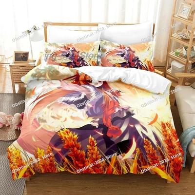 3D Anime Spice and Wolf Bedding Set Single Twin Printed With Pillowcase Bed Duvet Cover Soft Single Double Queen Super King Size