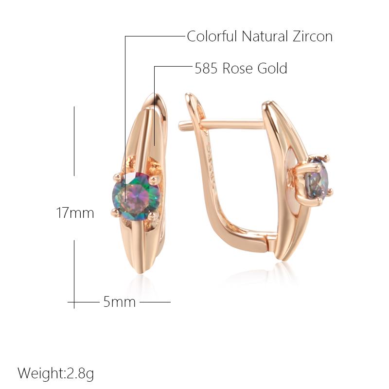 Simple  Rose Gold Color Wedding Drop Earrings For Women Trend Colorful Natural Zircon Accessories Daily Fine Jewelry