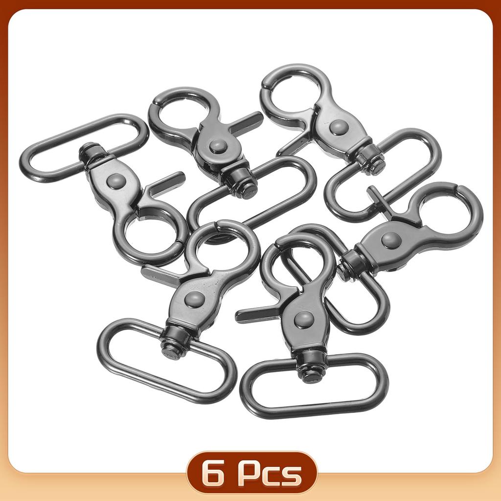 Uxcell 6-Piece Swivel Snap Hooks, 32mm (1 1/4"), Heavy-Duty Zinc Alloy Metal Lobster Claw Hooks for Straps, Bags, Belts, and Leathercraft Clips, Black