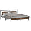 Bed Frame Without Mattress Smoked Oak Finish 183 X 203 Cm Engineered Wood