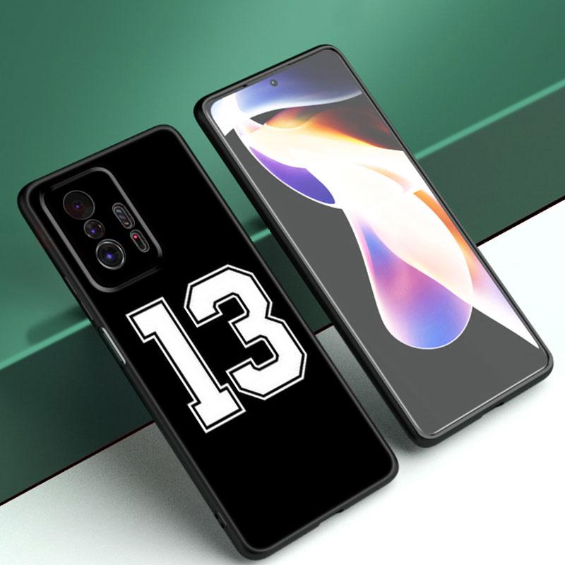 Husa de telefon cu număr de baschet de fotbal pentru Xiaomi Mi A2 8 9 SE Note 10 10T 11 12 Lite 9T 11T 12S 12T Pro A3 6X 12X Husă neagră