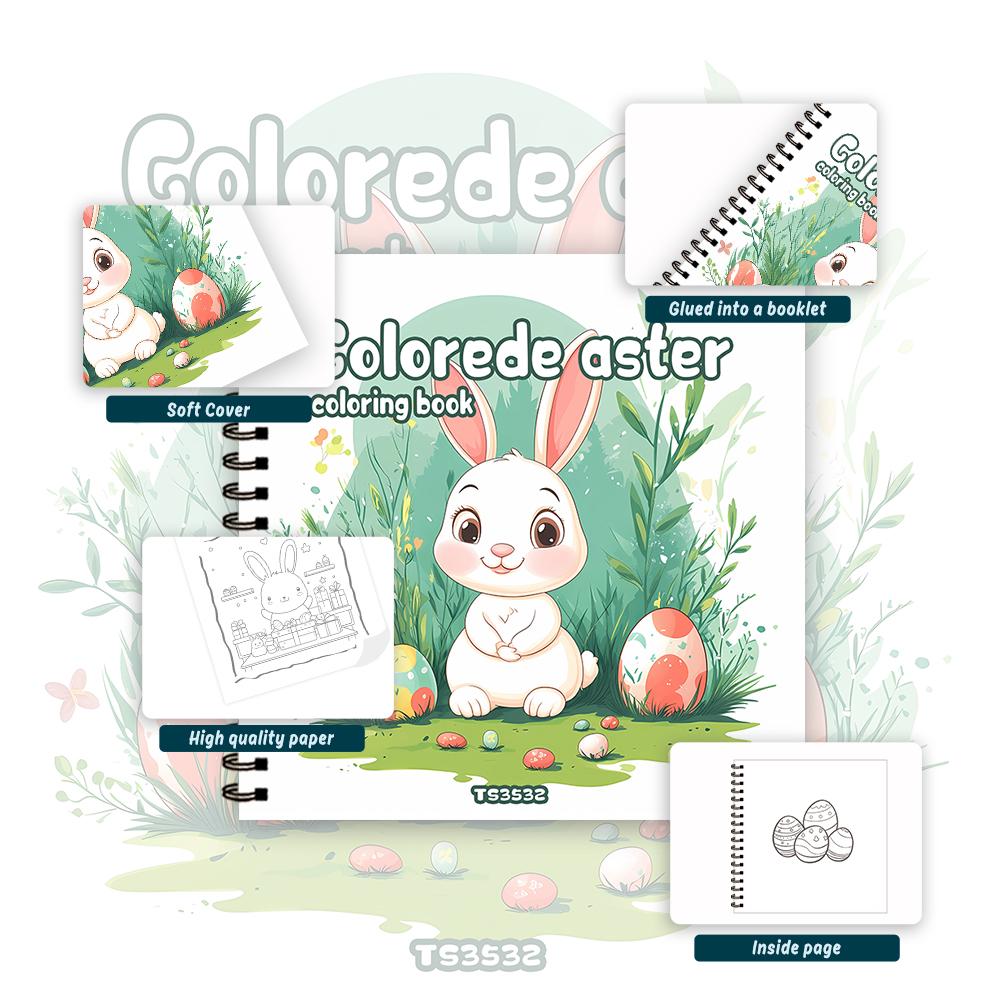 1pc,Bunny Colouring Book - Teen Colouring Book - 30 Sheets, 8.3x 8.3 inches, Adult Stress Relief, Birthday, Easter Holiday Gift