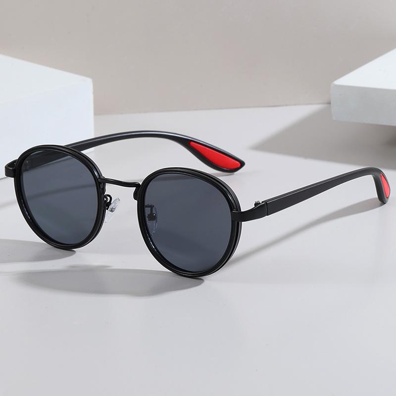 European & American Fashion Round Frame Punk Style Sunglasses - High-End Anti-UV Sun Protection Glasses