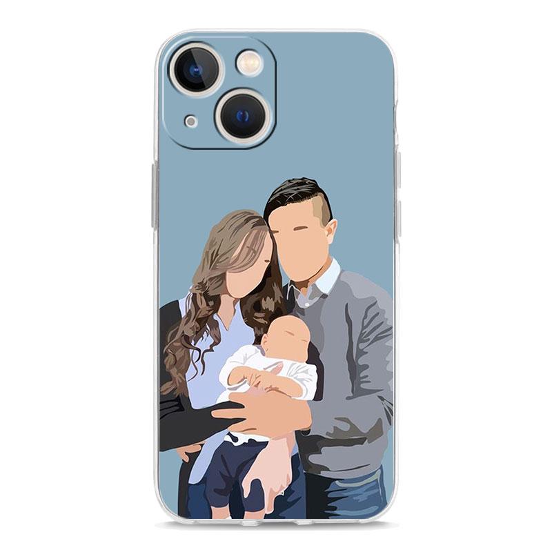 Phone Case For iPhone 15 14 13 12 Mini 11 Pro Max XS X XR 7 8 Plus Clear Shockproof Silicone TPU Cover Baby Girl Mom Family
