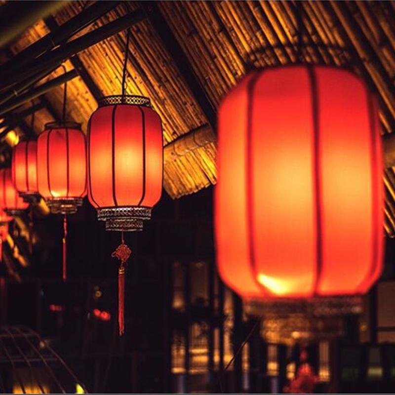 Chinese Retro Red Lantern Festival Printing Landscape Decorative Lanterns Outdoor Waterproof Sunscreen PVC New Year Lanterns