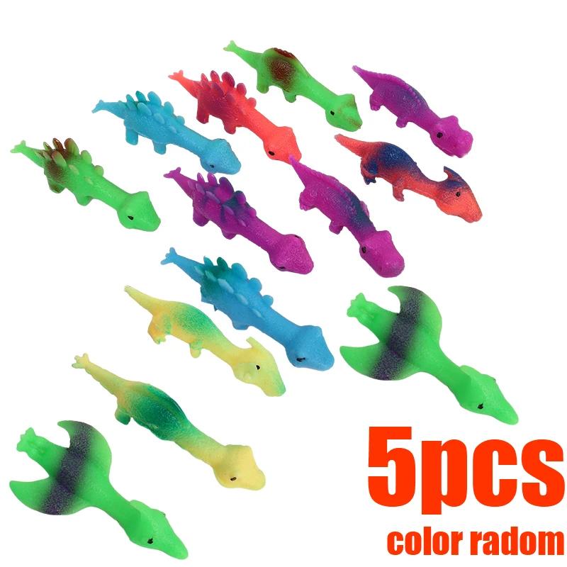 10PCS Creative Finger Catapult Dinosaur Slings Sticky Wall Toys for Adults and Kids Vent Stress Relief Catapult Dinosaur Toy