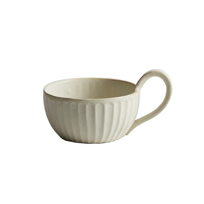 

Ретро керамическая кружка Винтажная грубая керамика в скандинавском стиле Кофейная чашка Чашки для завтрака Овсянка Чашки для послеобеденного чая Кофейная кружка Домашняя посуда для напитков 400ml