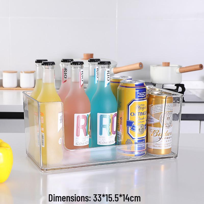 PET Flip-top Refrigerator Storage Box for Fresh Produce and Beverages - Transparent and Compartmented Container