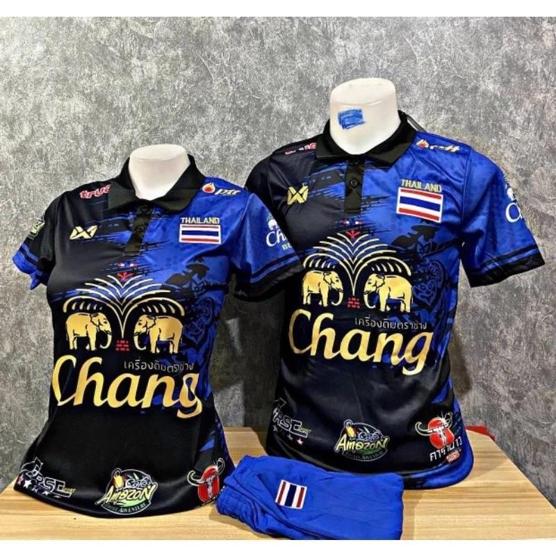 THAILAND National Football Soccer Vintage Polo Shirt Sport Training JERSEY CHEER Print Quick Dry Short Sleeve Uniform Elephant Logo Polyester Spandex