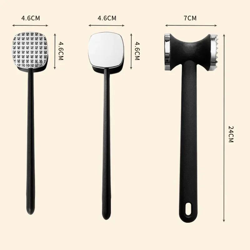 Steak Hammer Mallet Dubbelsidig zinklegering Kött Mörning Hammer Fläskkotlett Stek Kött Mallet Gummi Bärbara köksredskap