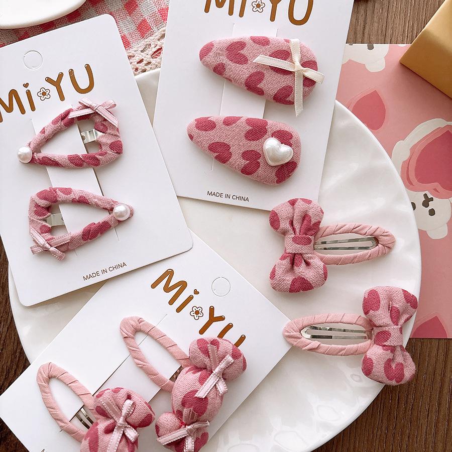 Sweet Fabric Bow Children's Bangs BB Hair Clip Pink Candy Girls Side Hair Clip