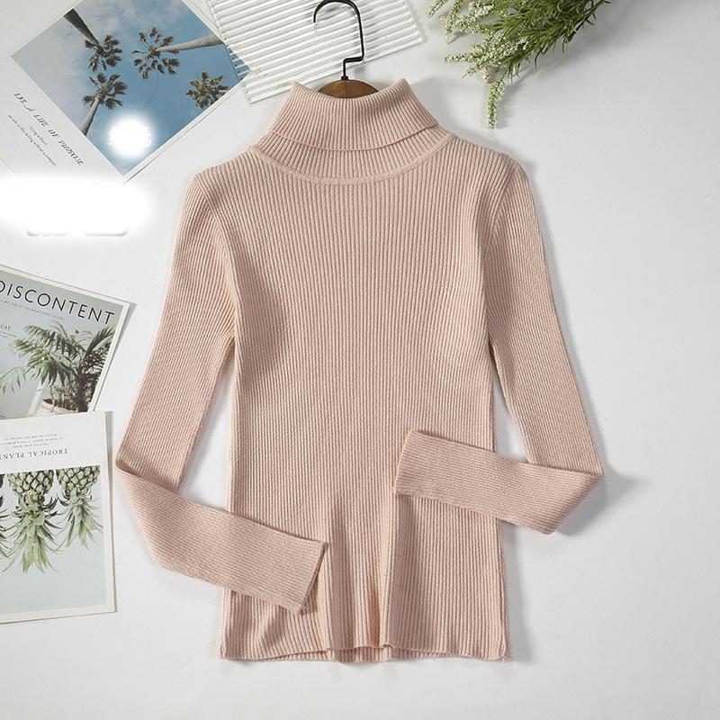 

Женский свитер с высоким воротом, вязаный мягкий свитер, кашемировые джемперы, базовые однотонные мягкие свитера, женский повседневный топ на осень-зиму One Size