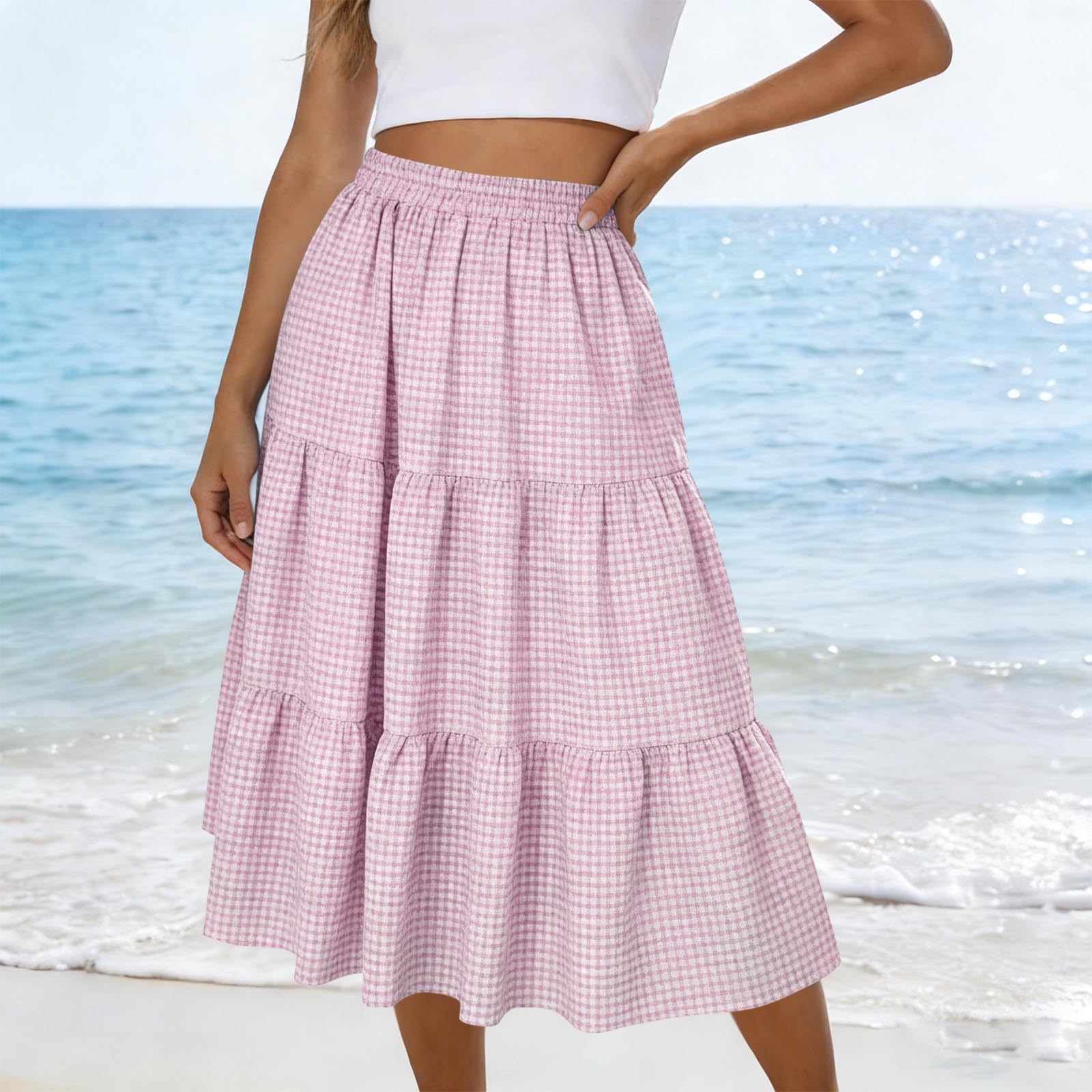 Women s Casual Fashion Summer Loose Half Skirt XXL белый