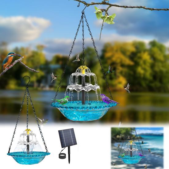 Hanging Bird Bath with Solar Water Fountain Pump Bird Bath Basin Outdoor