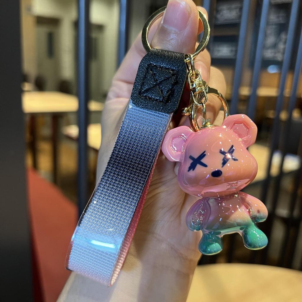 Gradient Resin Dragon Bear Keychain Pendant - Creative Gift for Bags and Cars