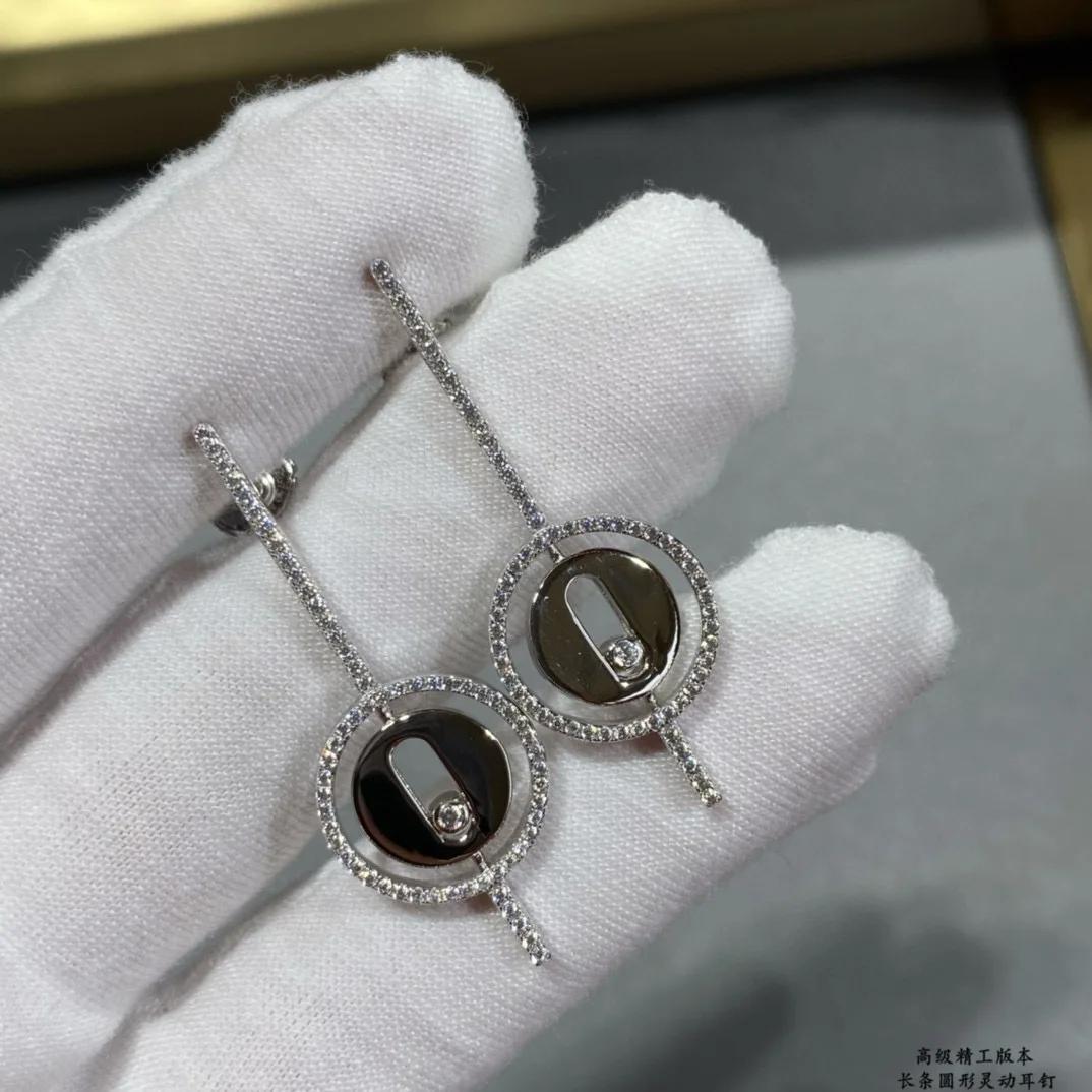 

Hot Brand Classic Earrings Luxury Jewelry for Women Fashion Designer Eardrop Move Diamond 925 Sliver Lady Party Stud Earrings серебряный