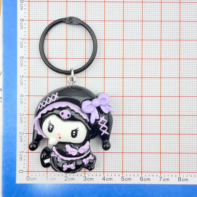Large Black Mimi Heart Keychain Pendant - Cute Girly Handbag Accessory & Small Gift