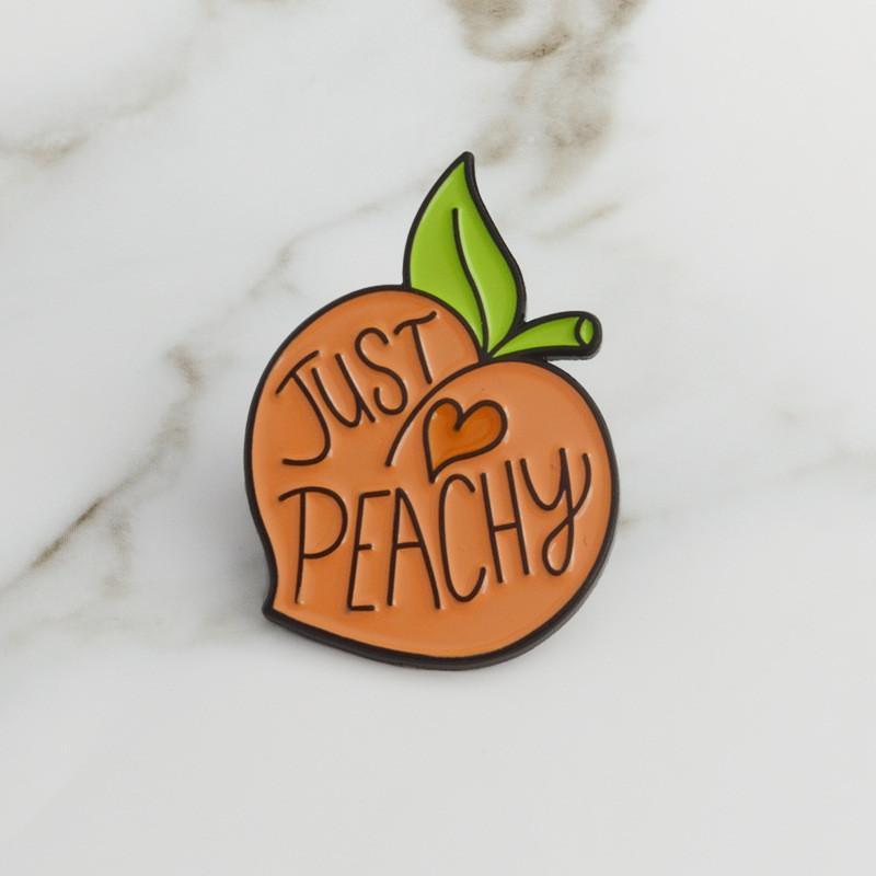 Cute Whimsical Peach Enamel Brooch Alloy Pin For Unique Personal Style And Decor